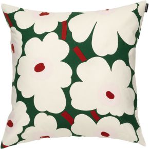 Marimekko Unikko cushion cover 50x50 cm (eco-tex) dark green, , light pink