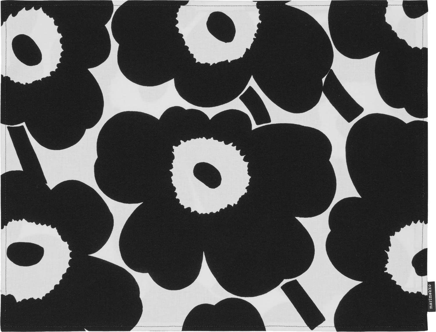 Marimekko Pieni Unikko Black Canvas Fabric - Made in Finland