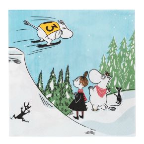 Moomin by Arabia Moomins Ski jumping paper napkins 33x33 cm 20 pcs white, blue, multicolored