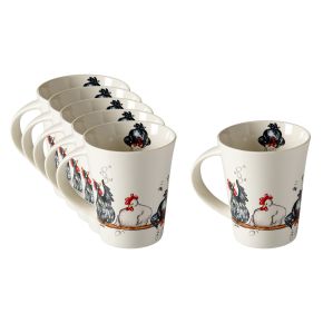 Nääsgränsgården Easter chicken mug 0.35 l white, black 6 pcs