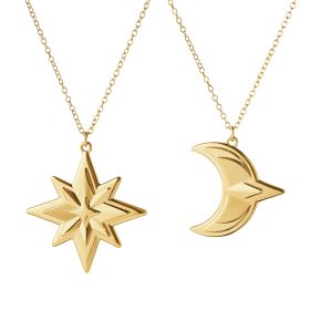 Georg Jensen Christmas 2024 tree ornament with chain set 2 pcs star & moon gold