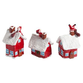 Nääsgränsgården Christmas deco houses up to 5.8 cm high red 3 pcs