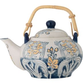 Bloomingville teapot with wooden handle with tea strainer 0.8 l blue, yellow, gray Myah