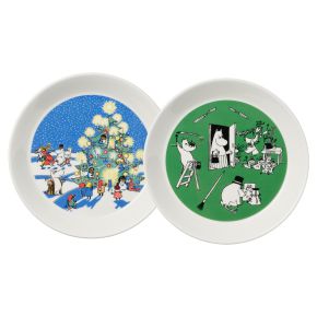 Moomin by Arabia Moomins Drawing & Christmas plate Ø 19 cm multicolored 2 pcs