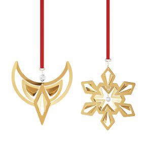 Georg Jensen Christmas 2024 tree ornament with ribbon snowflake & angel gold