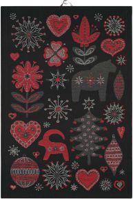 Ekelund Christmas / Winter Christmas night tea towel (oeko-tex) 48x70 cm black