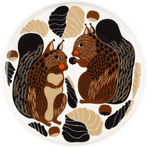 Marimekko Kurre (squirrel) Oiva plate Ø 20 cm cream, brown, green, black, orange