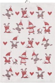 Ekelund Christmas / Winter Tomty dance tea towel (oeko-tex) 35x50 cm red