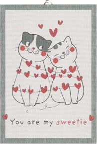 Ekeklund Special Occasions Love of Cats tea towel (oeko-tex) 35x50 cm white, red, grey