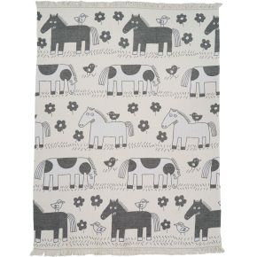 Klippan horse cotton blanket (oeko-tex) 140x180 cm black, white