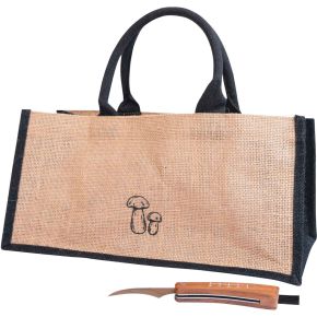 Sagaform Karl-Johan mushroom collecting bag 40x19x22 cm natural with mushroom knife