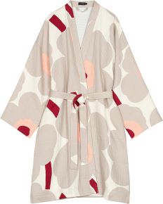 Marimekko Ladies bathrobe powder, dark grey, dark cherry, pink Unikko