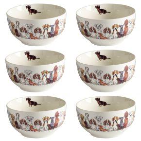 Nääsgränsgården Dogs bowl 0.5 l height 6.5 cm Ø 13 cm white, multicolored 6 pcs