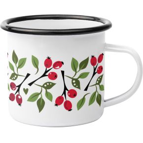 Anneko Design cup / mug enamel 0.3 l rose hip white, red, green