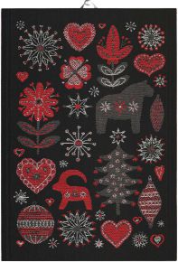 Ekelund Christmas / Winter Christmas night tea towel (oeko-tex) 35x50 cm black