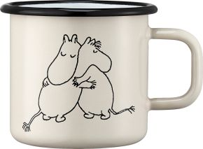 Muurla Moomins Moomin & Snorkmaiden cup / mug enamel 0.37 l Special Edition 80 years beige, black, w