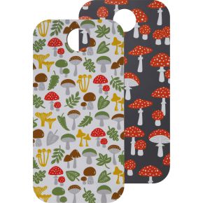 Bengt & Lotta Mushroom cutting board / serving board 20x40 cm front multicolored, white / back black