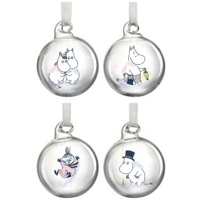 Muurla Moomins let it snow Christmas tree bauble decorated Ø 5 cm 4 pcs clear, multicoloured