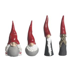 Nääsgränsgården Tomte Andersson family up to 10 cm high 4-piece set grey, red