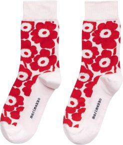 Marimekko Ladies socks red, light pink Unikko Tone Kirmailla