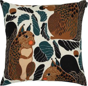 Marimekko Kurre (squirrel) cushion cover 50x50 cm (eco-tex) linen, brown, black, red