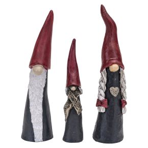 Nääsgränsgården Tomte high hat slim family up to height 9 cm 3 pcs grey, red