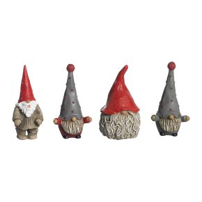 Nääsgränsgården Tomte Johnsson family height 6 cm 4 pcs set grey, red