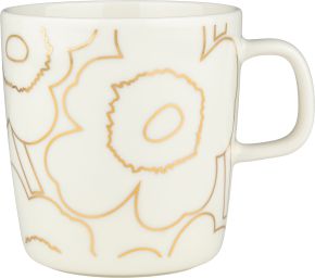 Marimekko Unikko Piirto Oiva cup / mug 0.4 l cream, gold