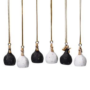 Nääsgränsgården hanging decoration Easter chickens height 4 cm set of 6 white, black, gold