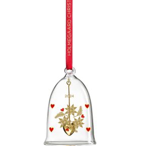 Holmegaard Christmas 2024 Ann-Sofi Romme tree ornament bell clear, gold, red