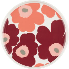 Marimekko Unikko Oiva plate Ø 20 cm cream, dark cherry, salmon red