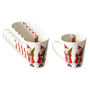 Nääsgränsgården Christmas Peace mug 0.35 l white, red 6 pcs