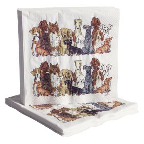 Nääsgränsgården Dogs paper napkins 33x33 cm 20 pcs white, multicolored