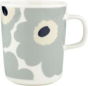 Marimekko Unikko Oiva cup / mug 0.25 l cream, light grey, sand, dark blue