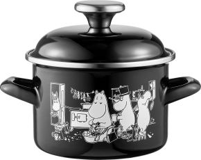 Muurla Moomins in the kitchen casserole 1.5 l enamel black, white