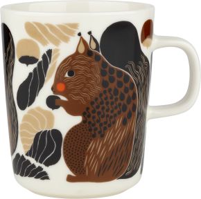 Marimekko Kurre (squirrel) Oiva cup / mug 0.25 l cream, brown, green, black, orange