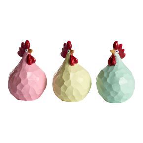 Nääsgränsgården Easter chickens Cracked pink, mint, yellow, white height 5.2 cm Set of 3