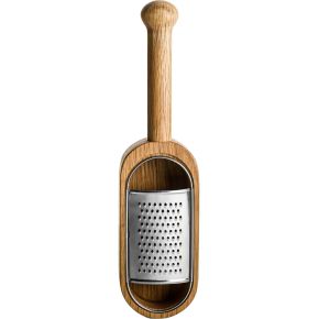 Sagaform Nature grater with wooden handle & collecting container wood 28x7x5 cm