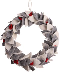 Gry & Sif Christmas decorative wreath berries for door, wall Ø 30 cm grey, red