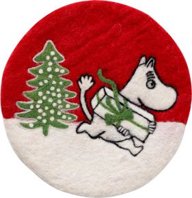 Klippan Moomins Christmas felt trivet Ø 21 cm red, white, green