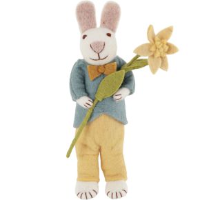 Gry & Sif Easter bunny blue, yellow jacket, bow tie daffodil height 27 cm