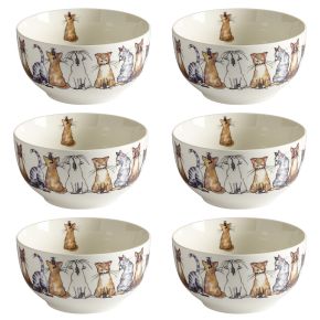 Nääsgränsgården Cats bowl 0.5 l height 6.5 cm Ø 13 cm white, multicolored 6 pcs