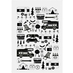 Anneko Design tea towel camping 50x70 cm black, white