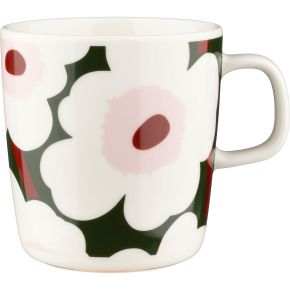 Marimekko Unikko Oiva cup / mug 0.4 l cream, dark green, light pink