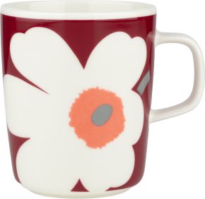 Marimekko Unikko Juhla (festive) Oiva cup / mug 0.25 l cream, cherry, grey Special Edition 60 years