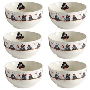 Nääsgränsgården Easter chicken bowl 0.5 l height 6.5 cm Ø 13 cm white, black 6 pcs