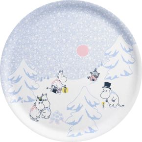 Muurla Moomins let it snow tray Ø 35 cm white, blue, pink