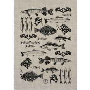 Anneko Design tea towel fish 50x70 cm black, natural