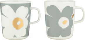 Marimekko Unikko Juhla (festive) Oiva cup / mug 0.25 l 2 pcs grey, gold Special Edition 60 years