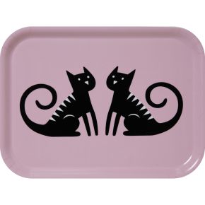 Bengt & Lotta Sitting Cat tray 20x27 cm pink, black